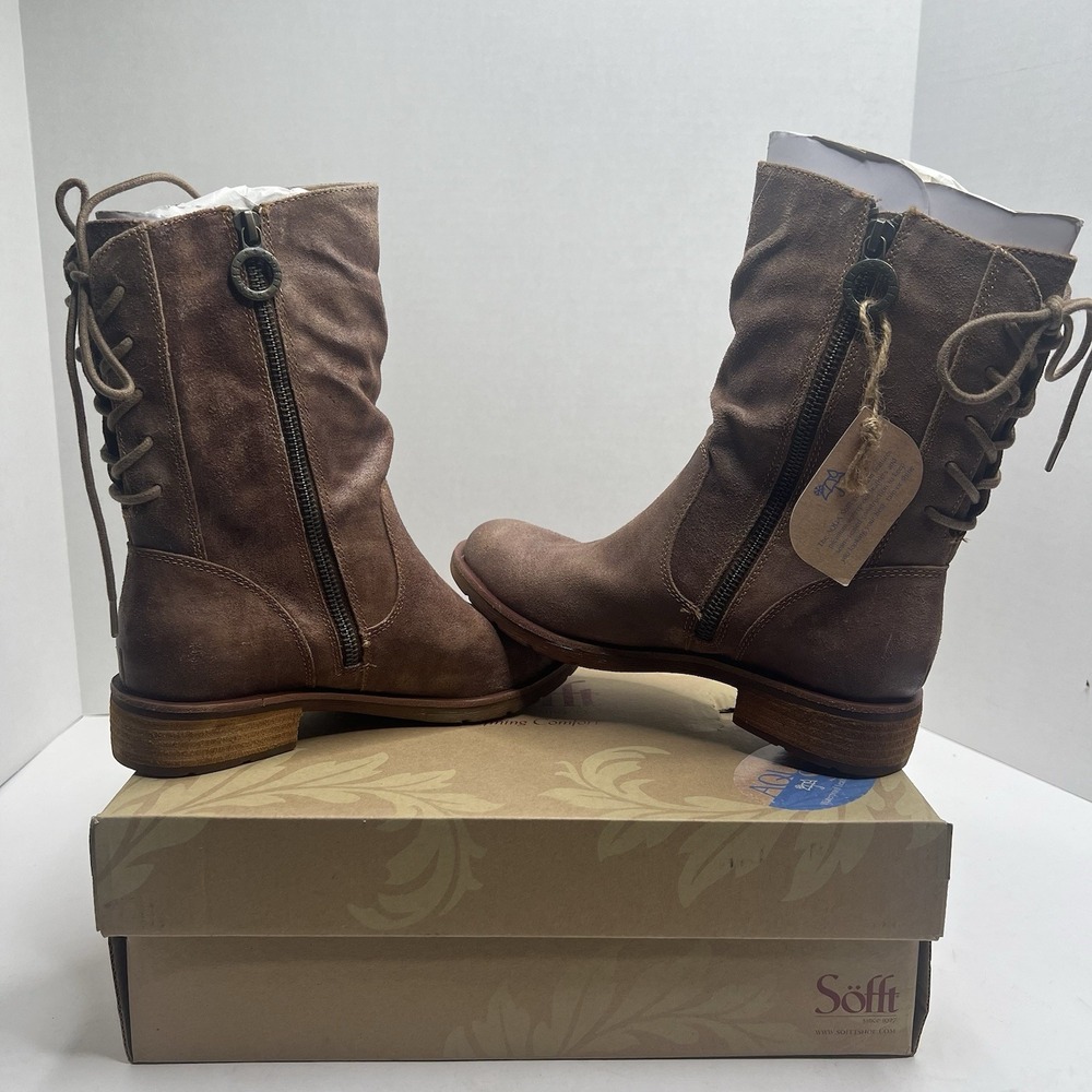 Sofft Sharnell Low Brown Waterproof Leather Boots Women’s 6.5 M Slouch Mid Calf
